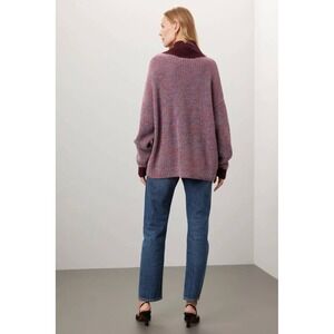 OOFWEAR Womens Oversized Space Dye Chunky Knit Turtleneck Sweater Large